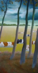 Koeien I (2008) 90 x 47cm Olieverf op paneel
