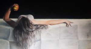 Amber nr 3 "Sneeuwwitje" 2017 Olieverf op linnen 90x50cm
